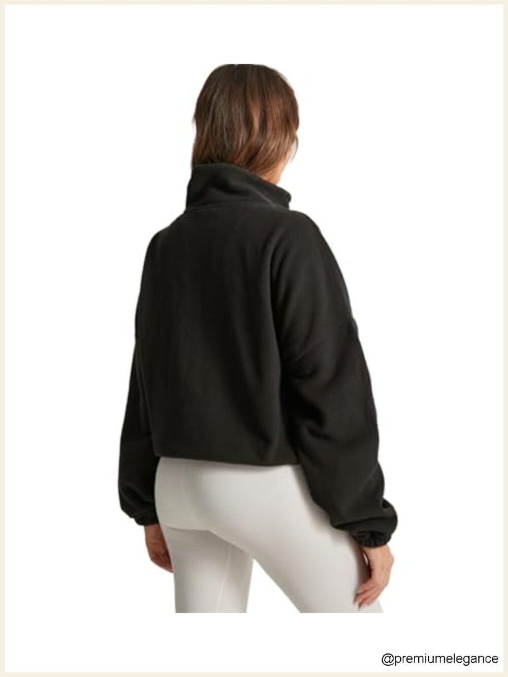 Cropped Sherpa Jacket Full Zip Cozy Fleece Coat with Side Pockets - Picture 5 of 6